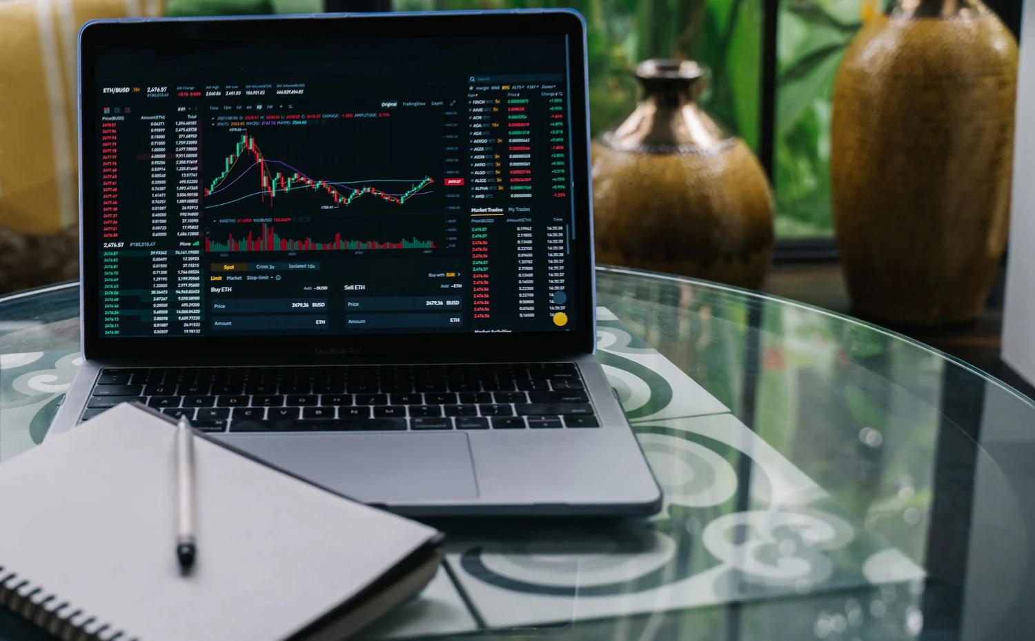 Binomo trading workspace with charts